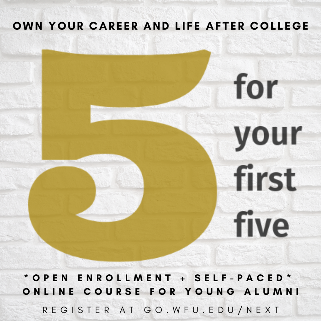 Five For Your First Five online course for young alumni