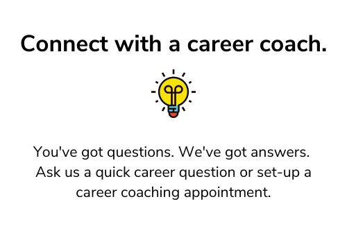 Connect with a career coach and icon of a light bulb