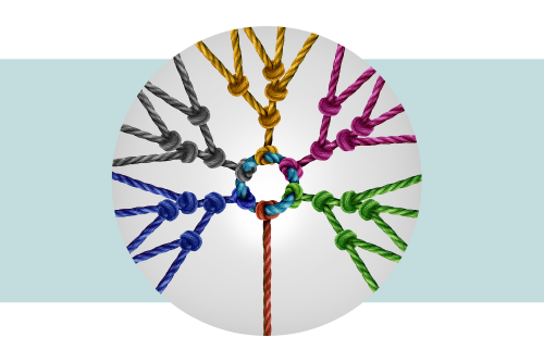 Various colors of ropes tied together