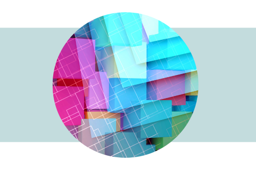 Graphic design images of colorful blocks