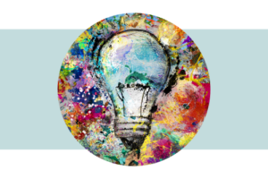 Colorful painting of a light bulb