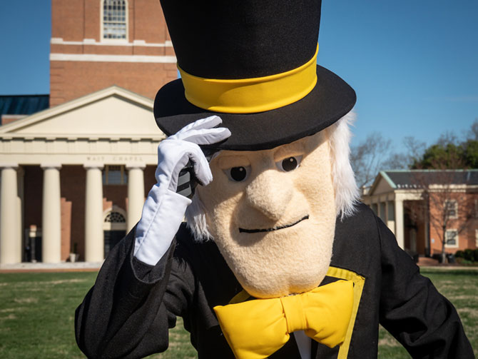 The Wake Forest Demon Deacon mascot