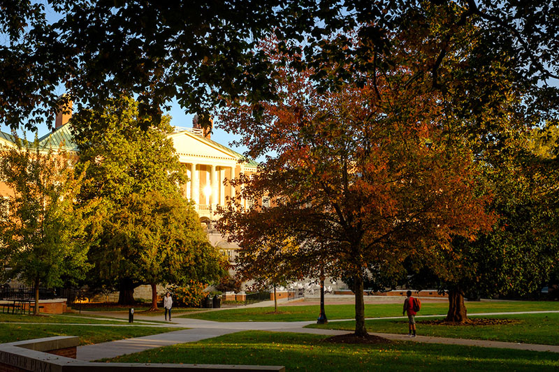 Reynolda Hall, situated on Hearn Plaza, on the Wake Forest University campus.