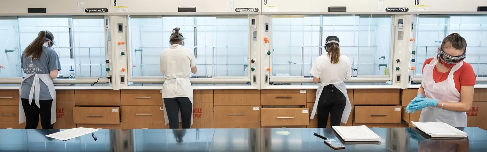 Students participating in a lab at Wake Downtown