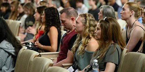 Students attending an information session