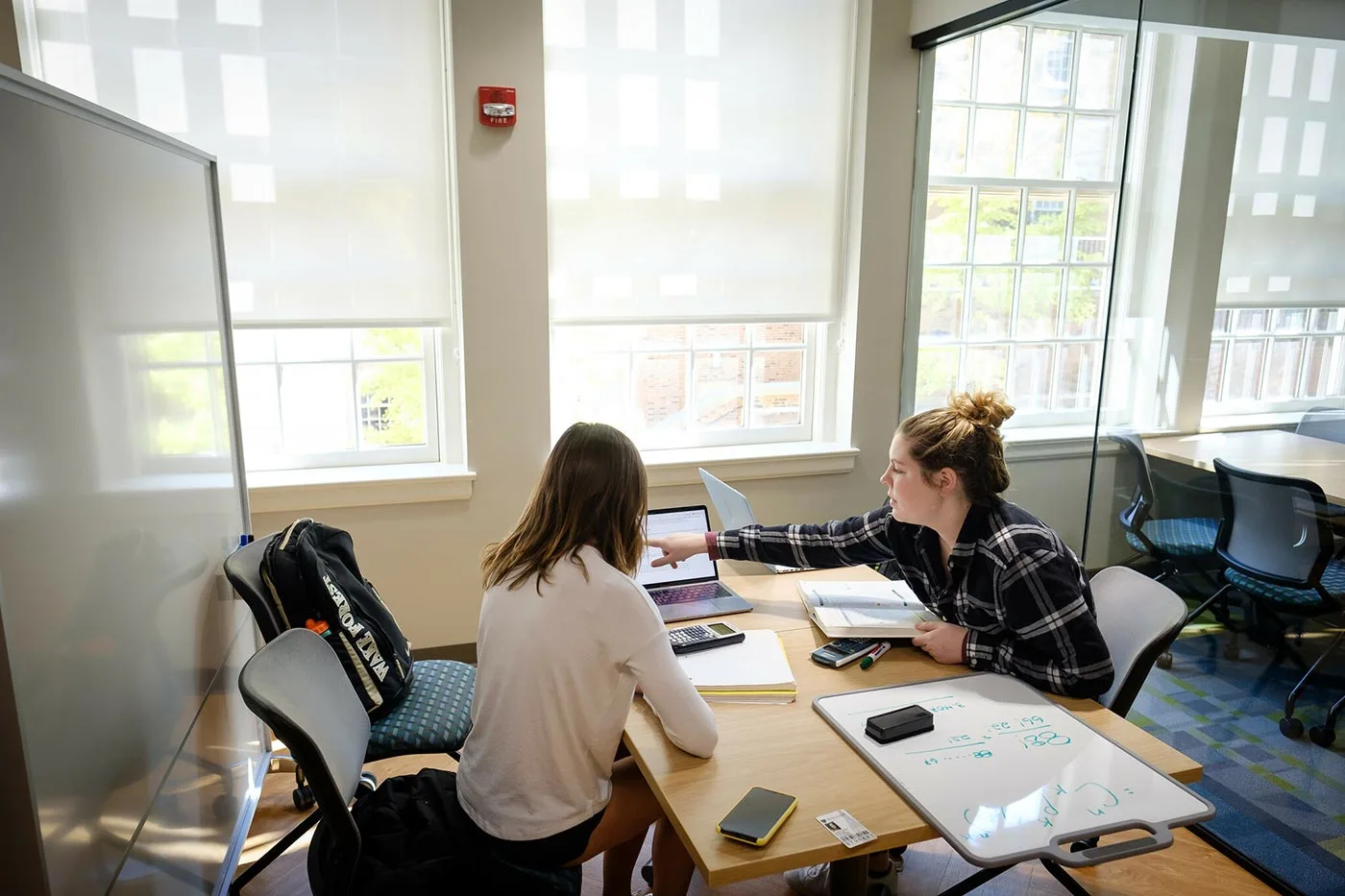 Wake Forest students work in the Math and Stats Center in Kirby Hall.