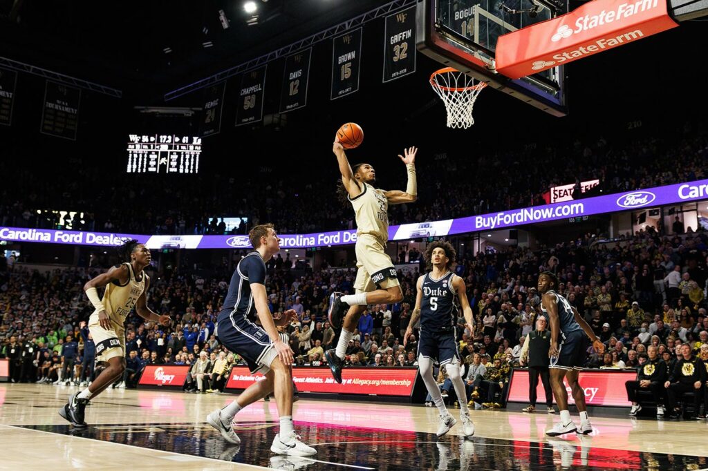 The Wake Forest men's basketball team takes on Duke in the Joel Coliseum.