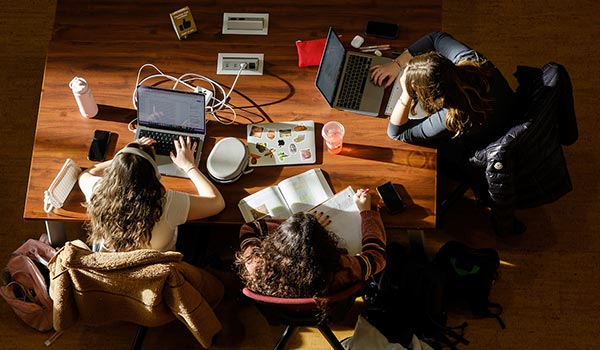 Students studying in the ZSR Library