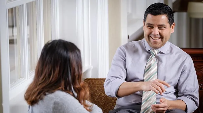 Wake Forest faculty and staff regularly chat with and give advice to students.