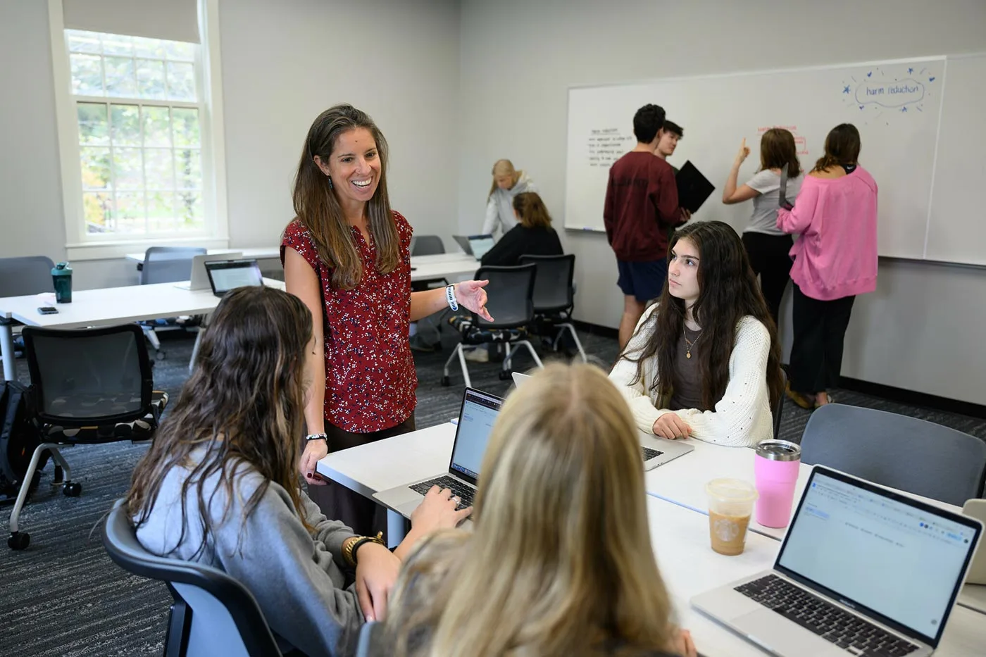 Prof. Melissa Maffeo teaches a Psychology class in Greene Hall.
