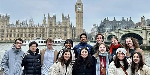 WFU students posing for a photo in London, England