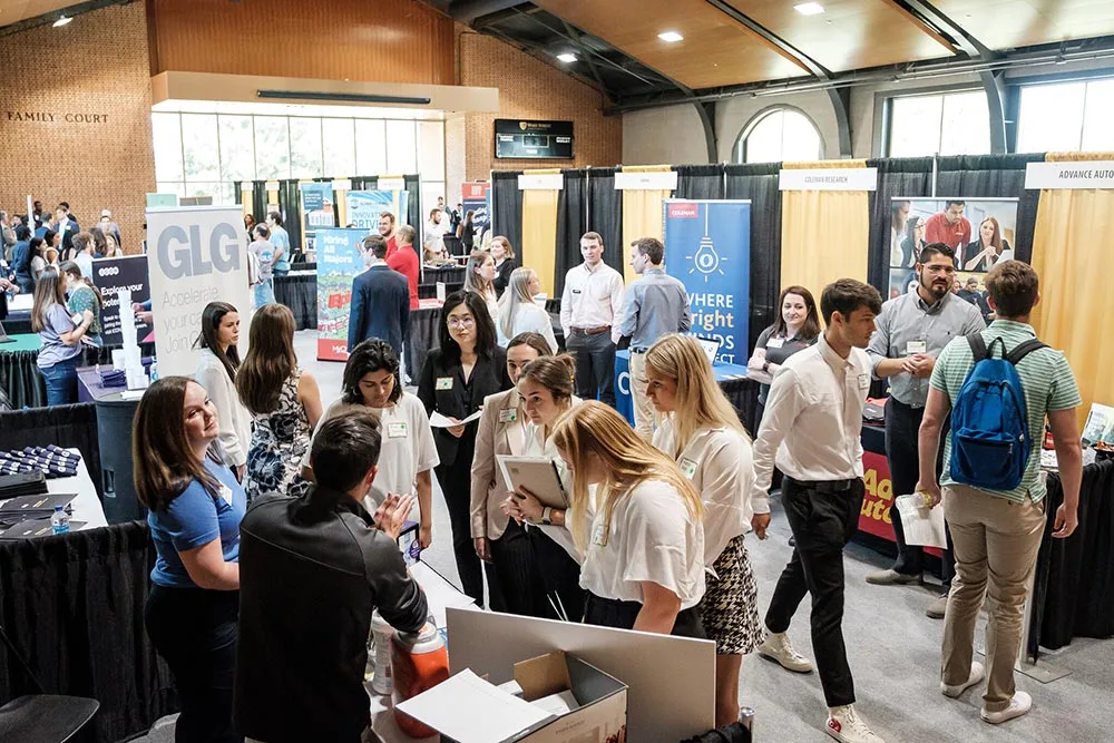 Wake Forest students attend a career fair put on by the Office of Personal and Career Development in the Sutton Center.