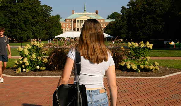 Wake Forest University students attend their first day of classes of the fall semester.
