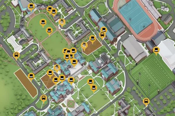 Screenshot of Wake Forest's interactive campus map.