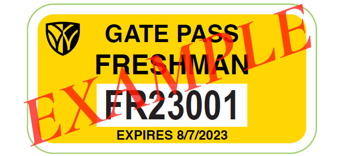example of a Freshman parking permit sticker 2022-2023