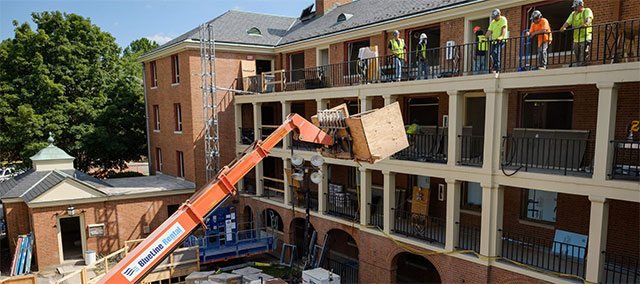 Construction continues on phase one of the renovation of Poteat Residence Hall.