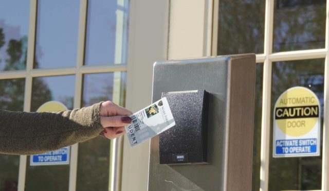 student uses onecard to access campus building