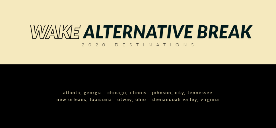 Wake Alternative Break 2020 Destinations Graphic