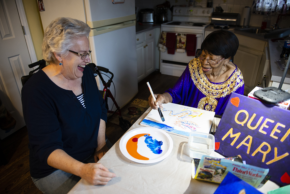 A one-on-one in-home art lessons with the Connections Program provided by Senior Services