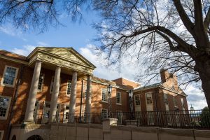 An exterior view of Kirby Hall, on the campus of Wake Forest University, Tuesday, April 8, 2014.