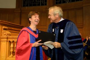 Paul Escott presenting an award to Christa Colyer