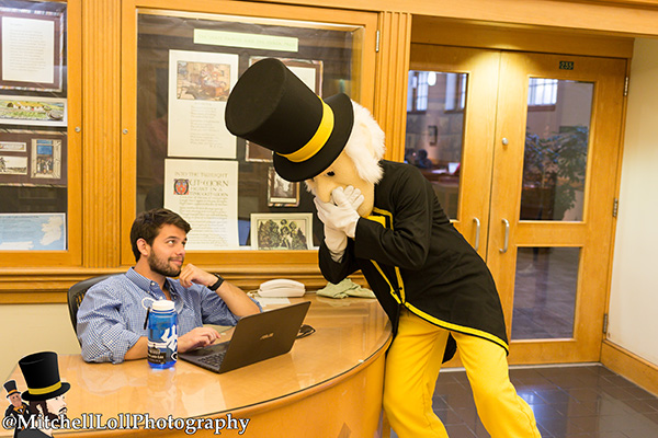 The Deacon visits the ZSR Library at WFU