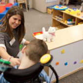 Senior Amy Bachman enjoys spending time with youngsters at the Special Children’s School in Winston-Salem.