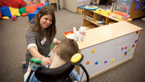 Senior Amy Bachman enjoys spending time with youngsters at the Special Children’s School in Winston-Salem.