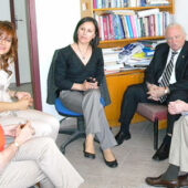 Sam Gladding (far right) meets with counseling faculty at a Turkish university.