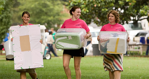 For a greener move-in, pack school supplies and clothes in re-usable storage containers, not boxes.