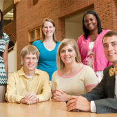 Wake Forest Fellows, front row, left to right, Matt Triplett, Lauren Hubbard and Trevor Taylor. Back row, Velvet Bryant, Darcy Delph and Trayonna Floyd.