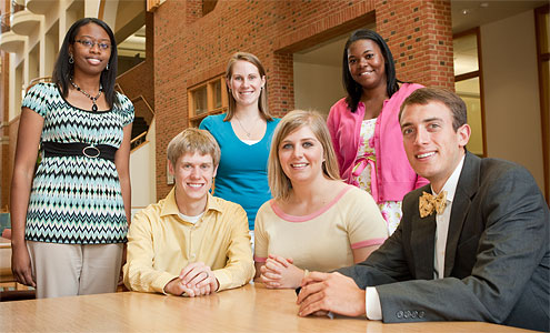 Wake Forest Fellows, front row, left to right, Matt Triplett, Lauren Hubbard and Trevor Taylor. Back row, Velvet Bryant, Darcy Delph and Trayonna Floyd.