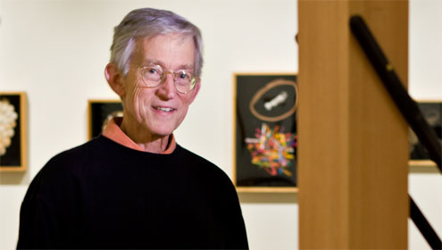 Robert Knott in 2008 at an exhibition of his artwork in the Hanes Art Gallery.