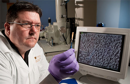 David Carroll is director of Wake Forest's Center for Nanotechnology and Molecular Materials, which has developed a more efficient and less expensive fiber solar cell.