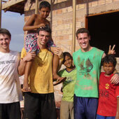 Wake Forest students with some of the children they helped in Brazil.