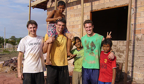 Wake Forest students with some of the children they helped in Brazil.