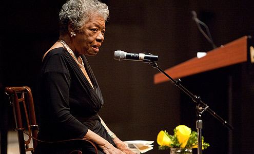 Dr. Maya Angelou used words, poetry and song to inspire a large crowd gathered in Wait Chapel to honor the legacy of Dr. Martin Luther King Jr.