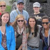 Eight students and communication professor Steve Giles (top, center) spent two weeks volunteering in a Moscow orphanage in May.