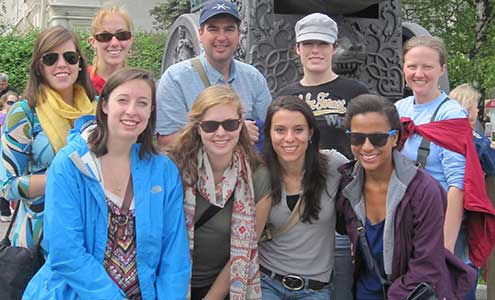 Eight students and communication professor Steve Giles (top, center) spent two weeks volunteering in a Moscow orphanage in May.