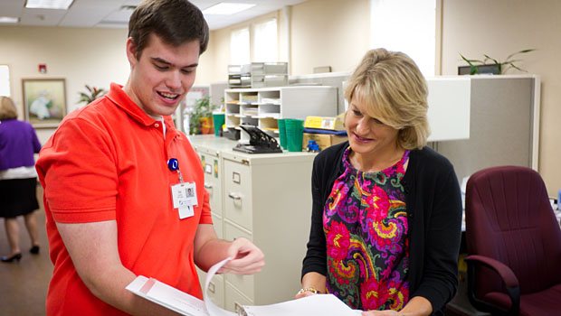 Jay Lowrey worked with volunteer coordinator Marinda Mawell during his internship at Hospice & Palliative Care in Winston-Salem to launch a Life Review program where patients can leave a recorded memento for family and friends.