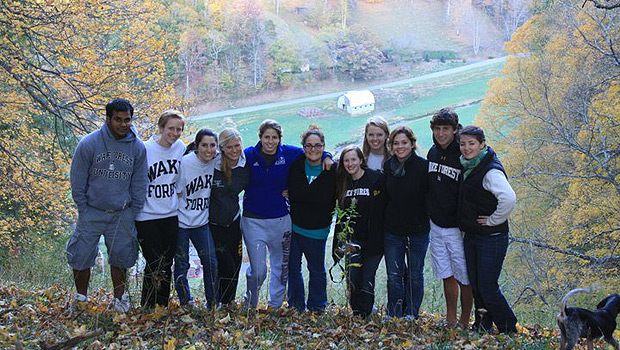 Wake Forest students at Cove Creek Farm