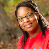 Senior Jessica Attucks, in the Wake Forest meditation garden, which was officially blessed in a ceremony led by the Native American Student Association (NASA) last spring. Attucks is president of NASA for 2010-11.