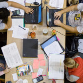 Students studying in the library