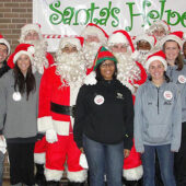 Athletes dressed as Santa