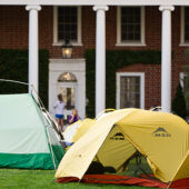 Tents on the lawn of the President's home