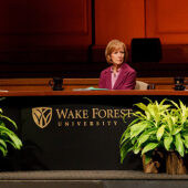 President Nathan Hatch, Judy Woodruff and Al Hunt