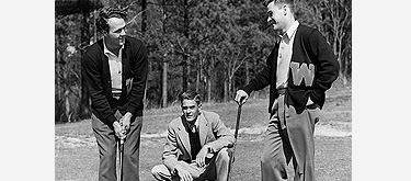 Arnold Palmer (left) and his best friend, Buddy Worsham (right), under the watchful eyes of their coach, Johnny Johnston.