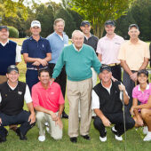 Arnold Palmer (front row, standing) poses with a group of pro golfers who played at Wake Forest.