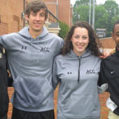 From left: Alisha Woodson (soccer), Paul Loeser (cross country), Michele Lange (track) and Nick Millington (former soccer) have been involved in AIA on campus and with the karaoke project.