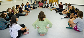 Students and faculty in a dance class